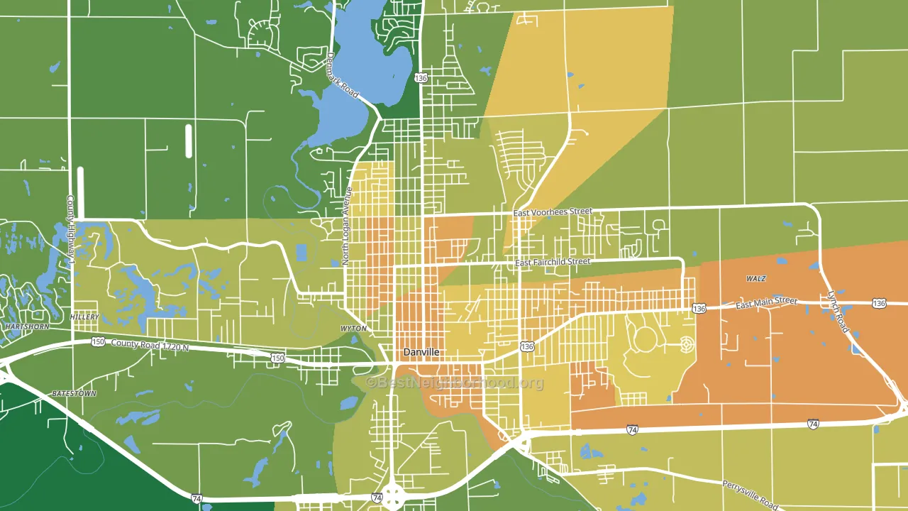 61832, IL block-group voter-turnout map