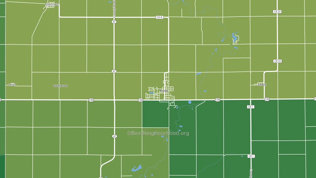 61843, IL block-group voter-turnout map