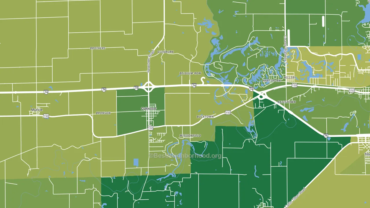 61858, IL block-group voter-turnout map