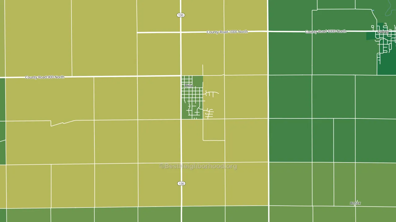 61864, IL block-group voter-turnout map