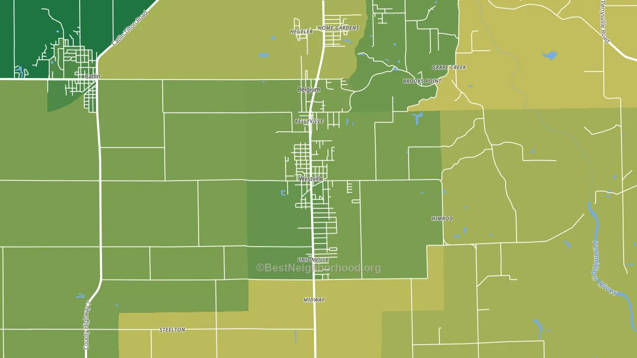 61883, IL block-group voter-turnout map