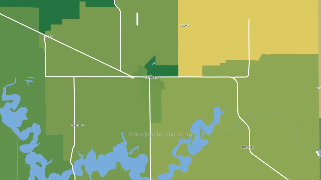 61951, IL block-group voter-turnout map