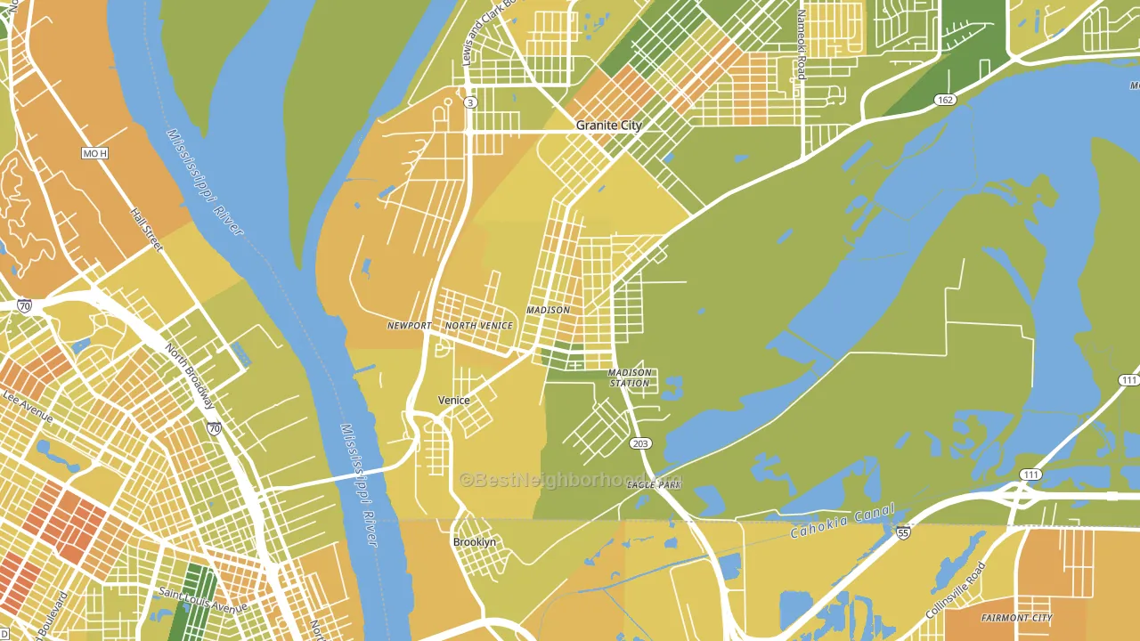 62060, IL block-group voter-turnout map