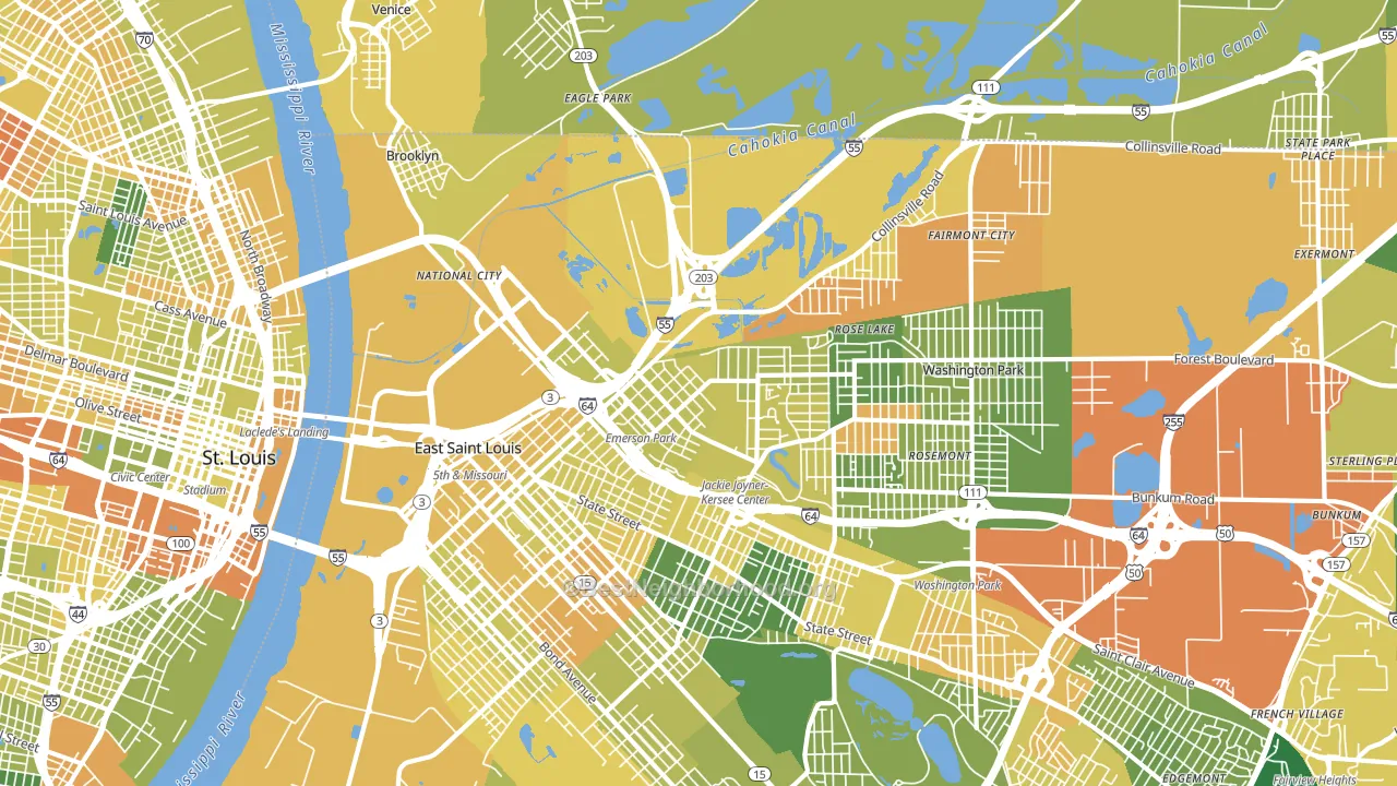 62201, IL block-group voter-turnout map