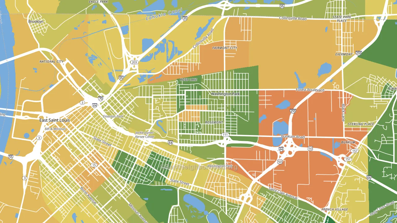 62204, IL block-group voter-turnout map
