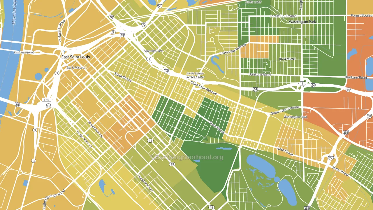 62205, IL block-group voter-turnout map