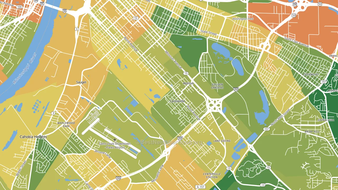 62207, IL block-group voter-turnout map