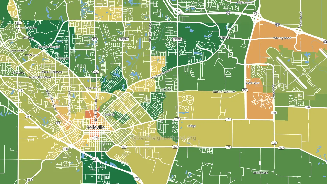 62221, IL block-group voter-turnout map