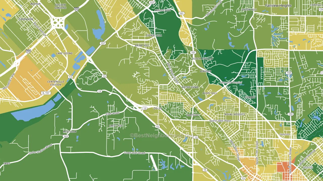 62223, IL block-group voter-turnout map