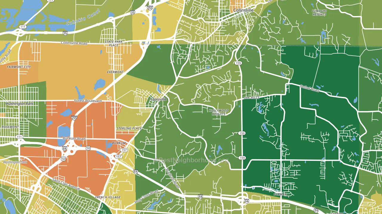 62232, IL block-group voter-turnout map