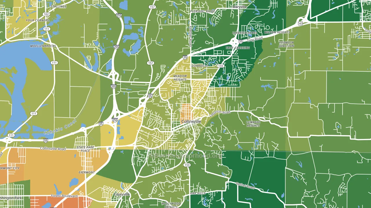 62234, IL block-group voter-turnout map