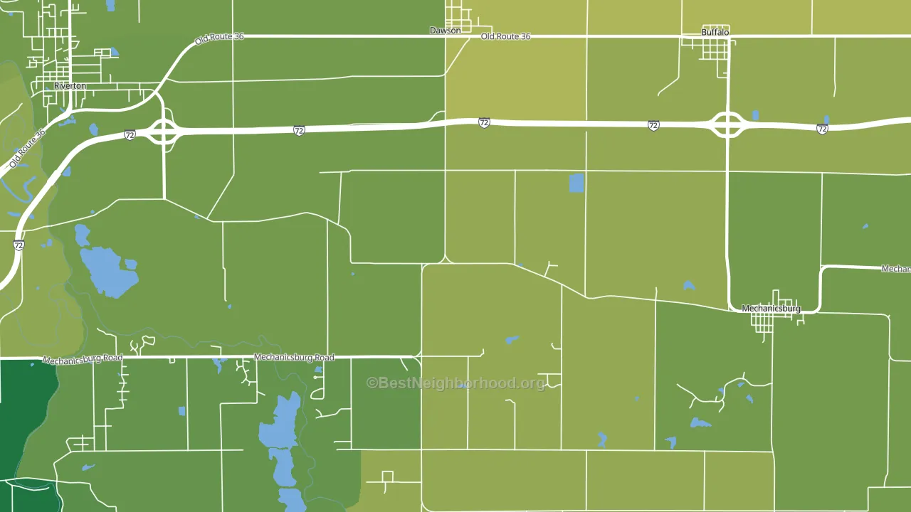 62520, IL block-group voter-turnout map