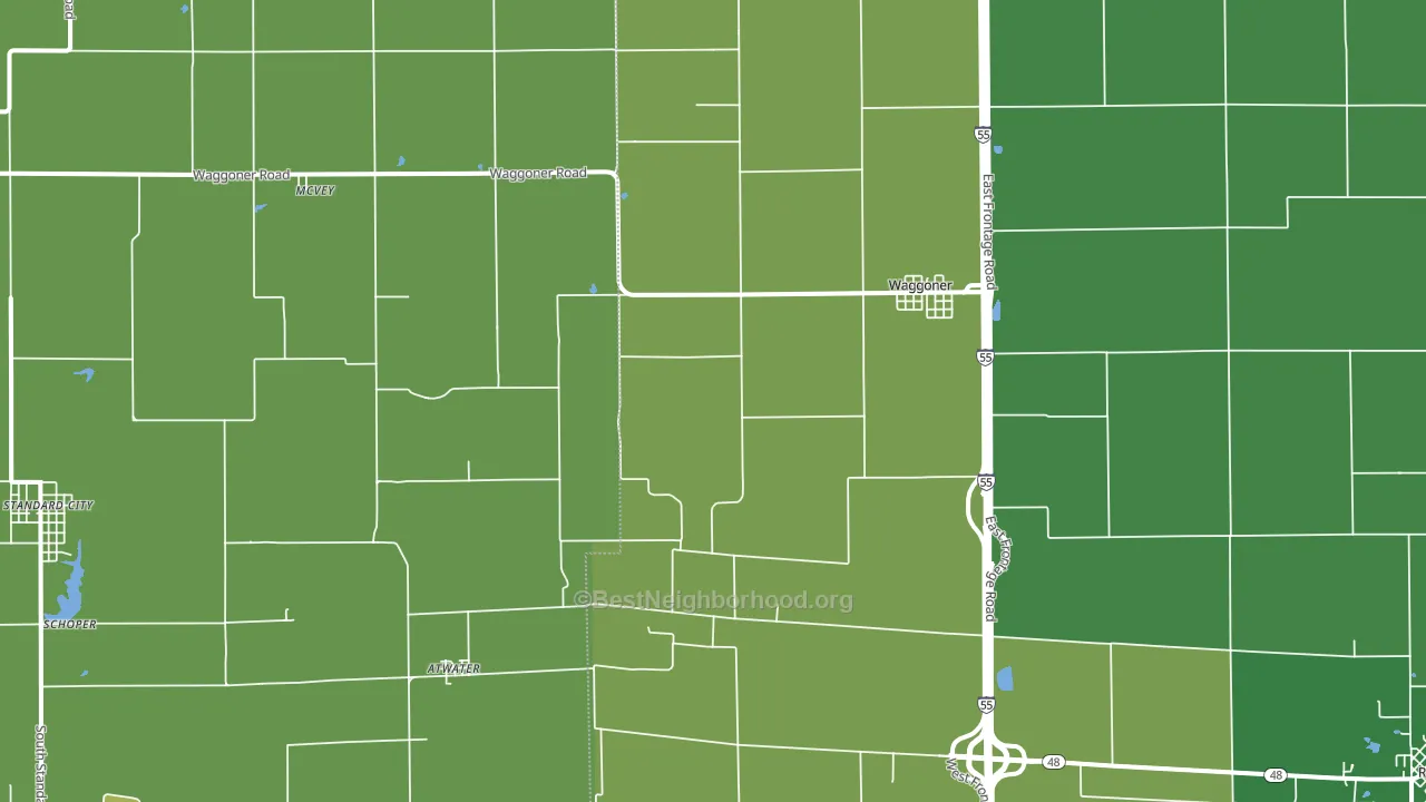 62572, IL block-group voter-turnout map