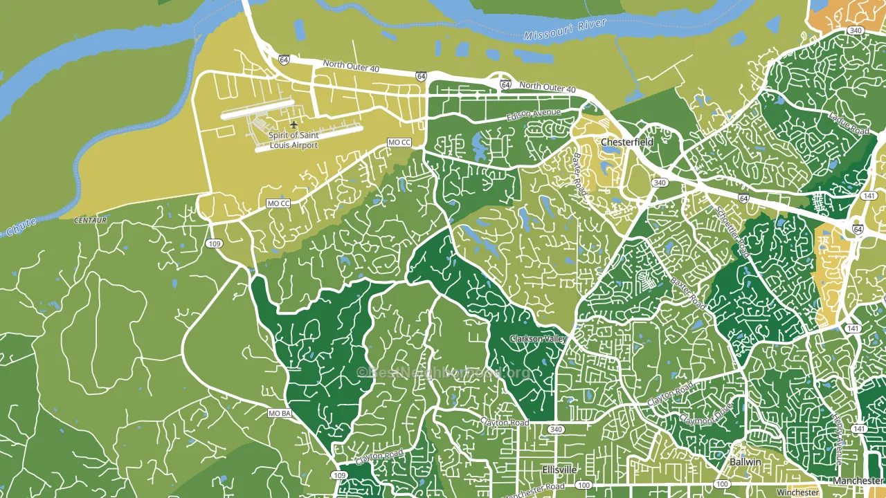 63005, MO block-group voter-turnout map