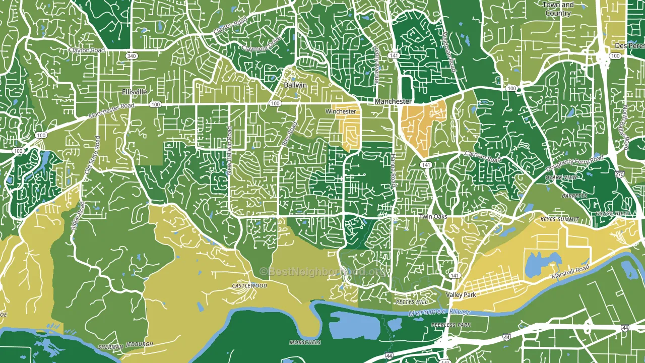 63021, MO block-group voter-turnout map