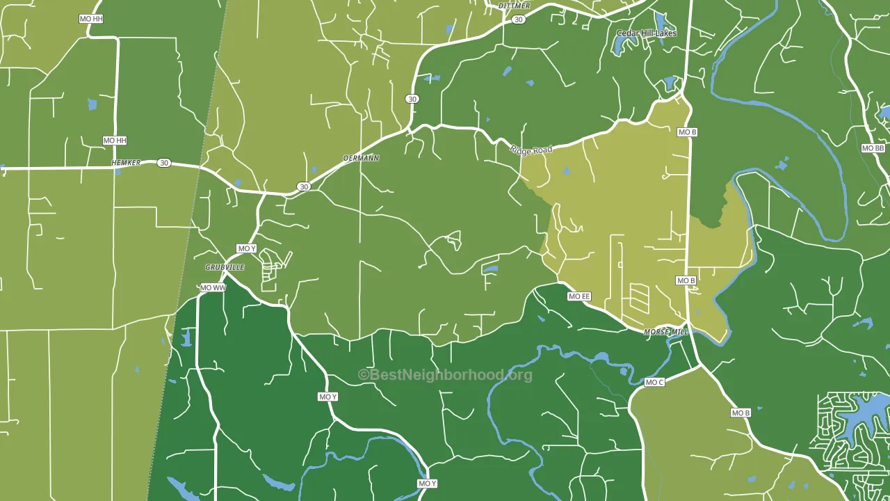 63023, MO block-group voter-turnout map