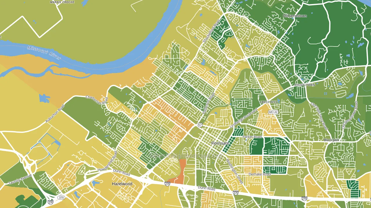 63031, MO block-group voter-turnout map