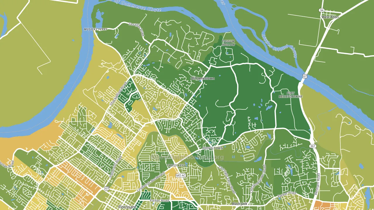 63034, MO block-group voter-turnout map