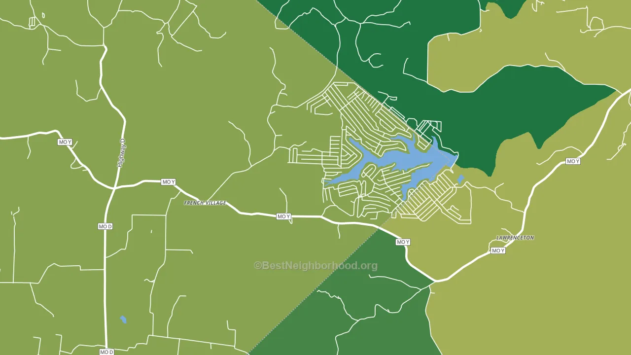 63036, MO block-group voter-turnout map