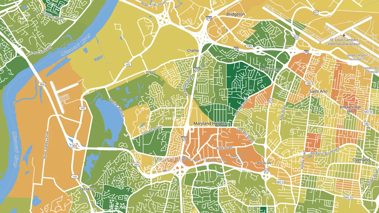 63043, MO block-group voter-turnout map