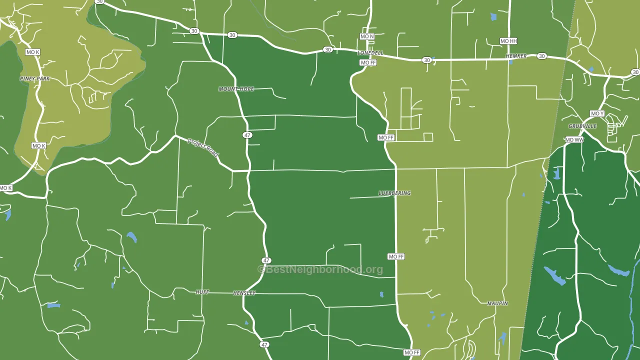 63060, MO block-group voter-turnout map