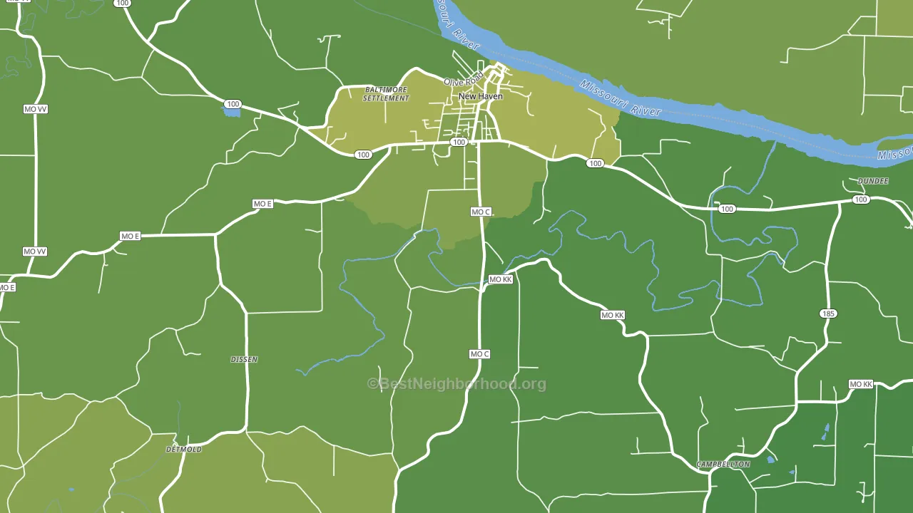 63068, MO block-group voter-turnout map