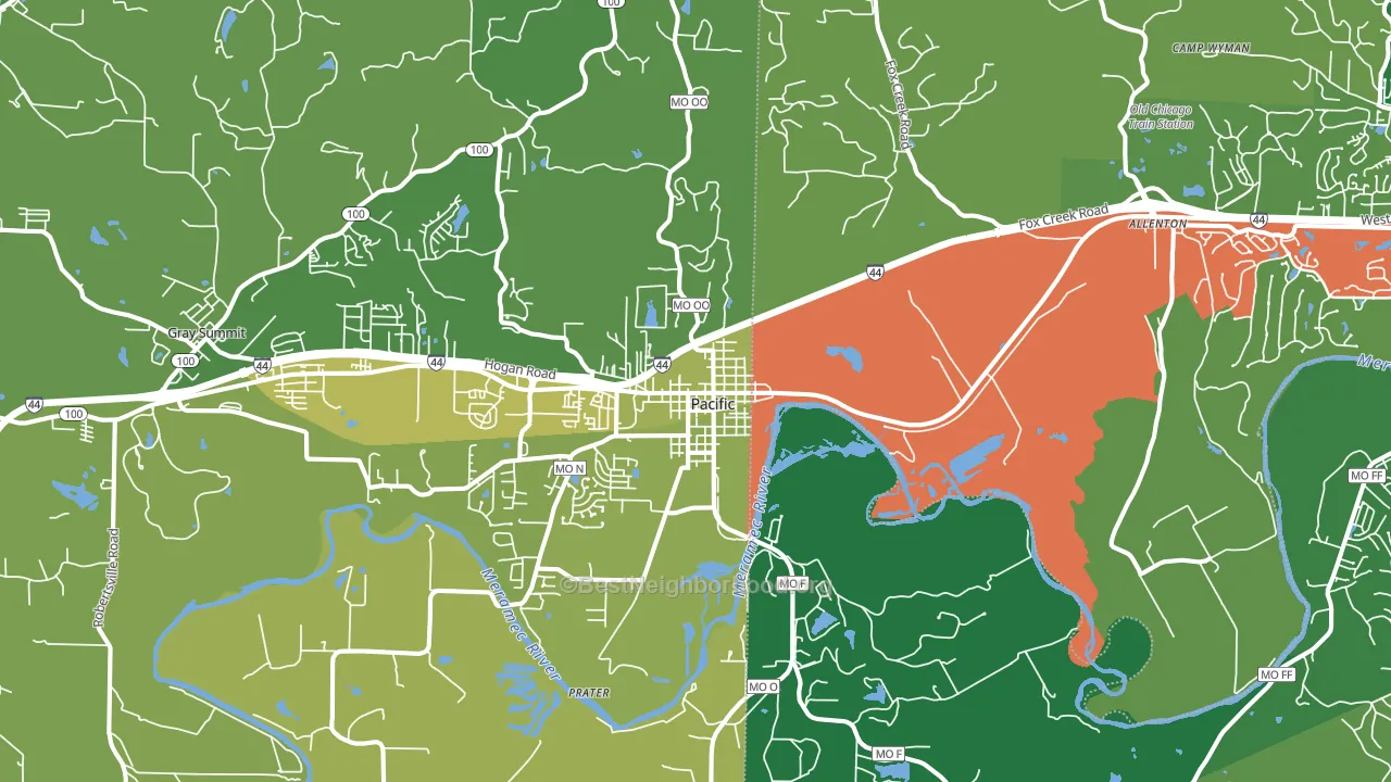 63069, MO block-group voter-turnout map