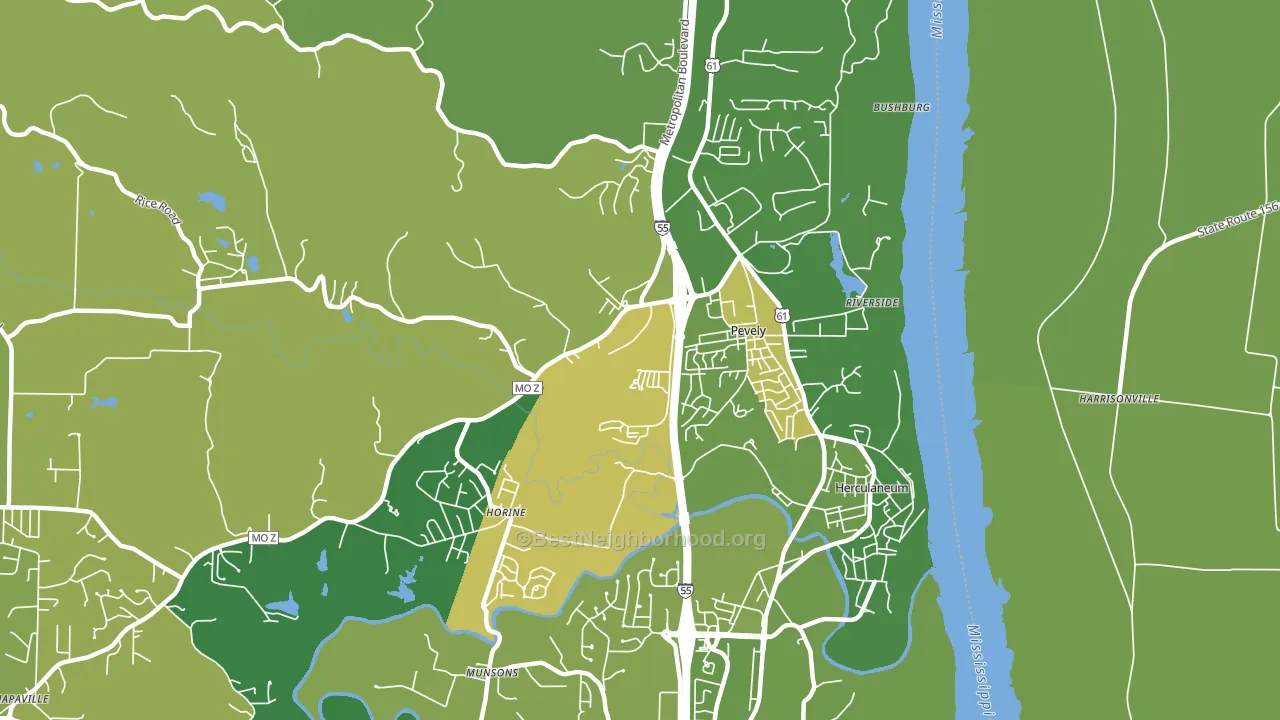 63070, MO block-group voter-turnout map