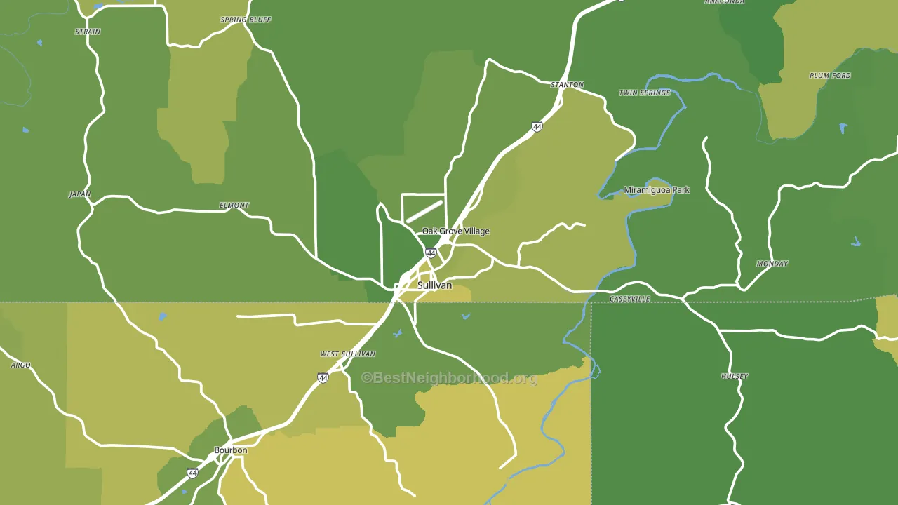 63080, MO block-group voter-turnout map