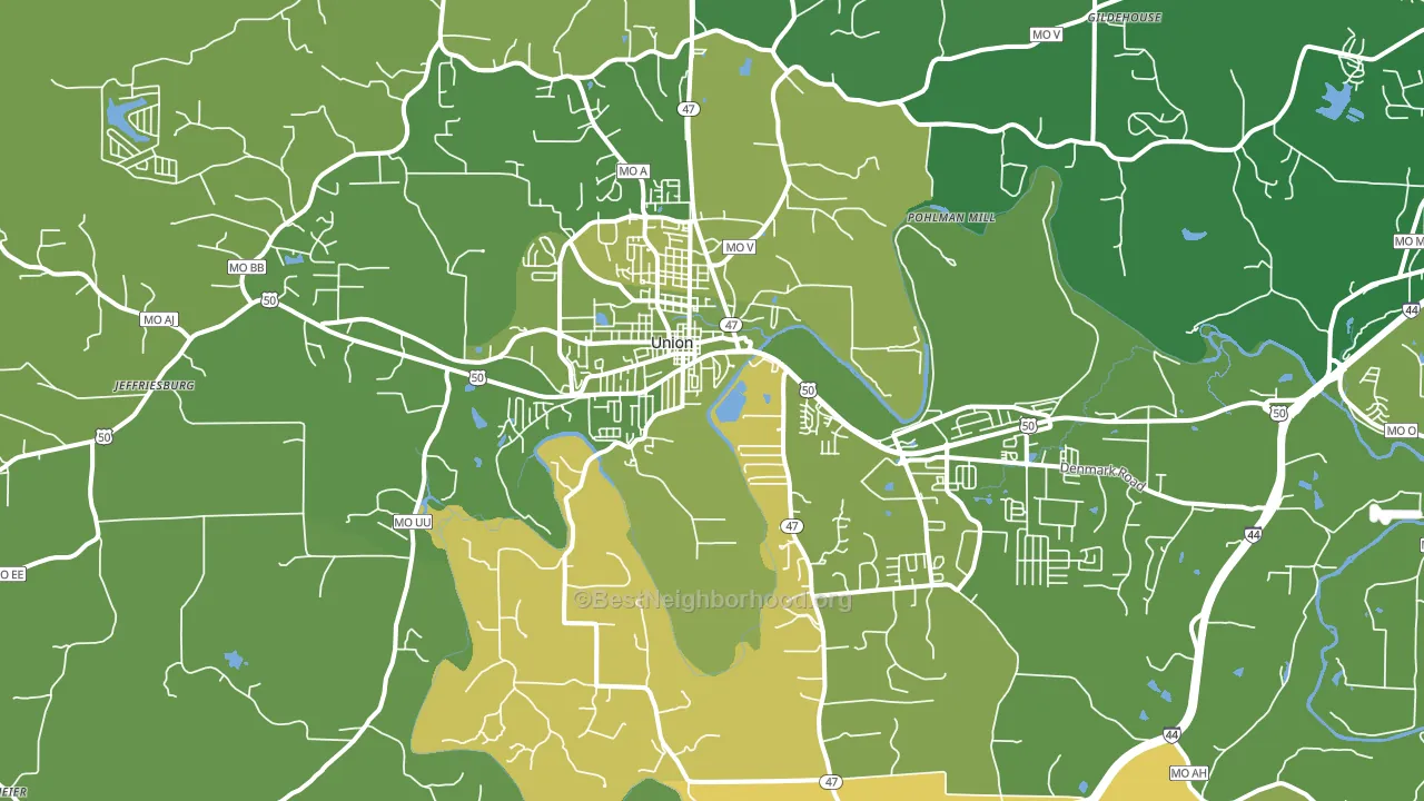 63084, MO block-group voter-turnout map