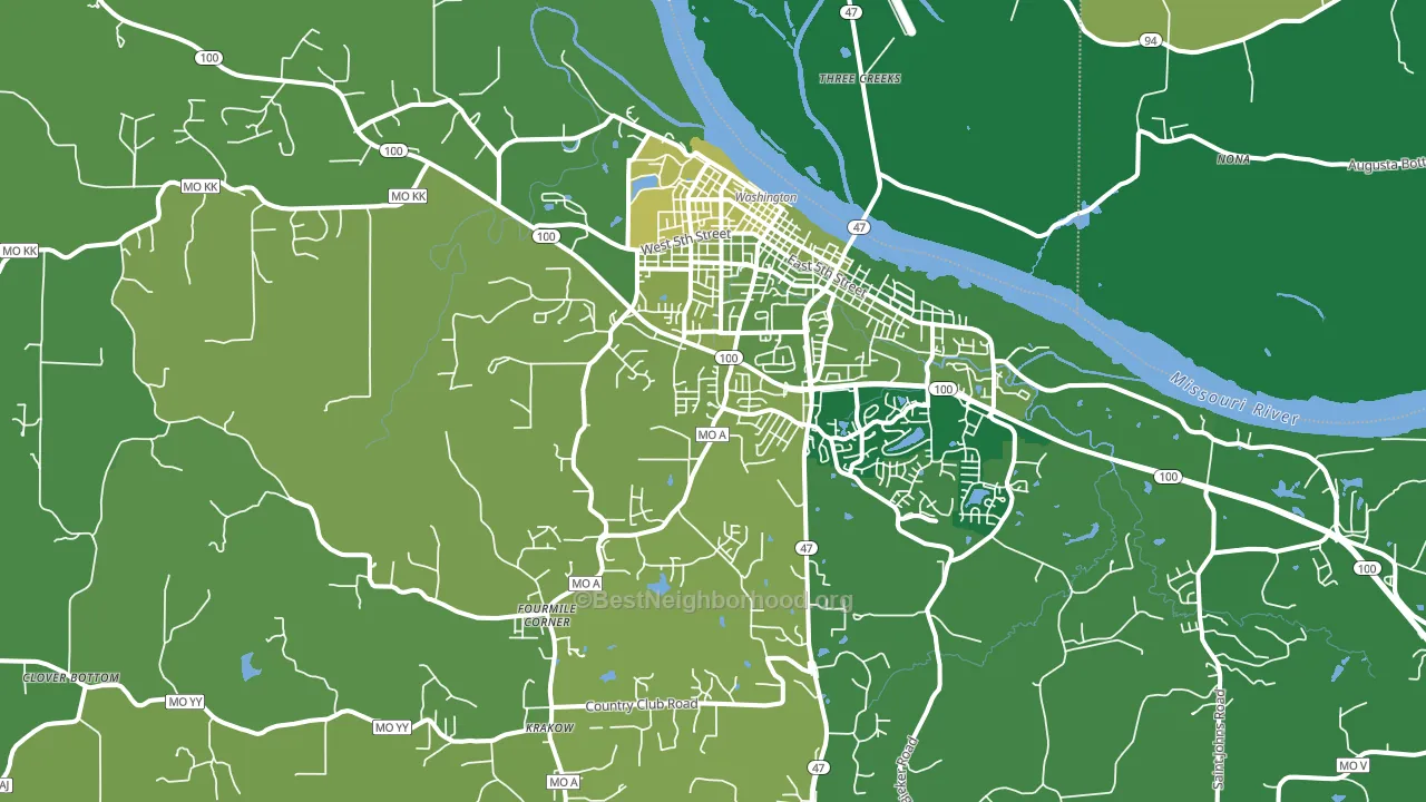63090, MO block-group voter-turnout map