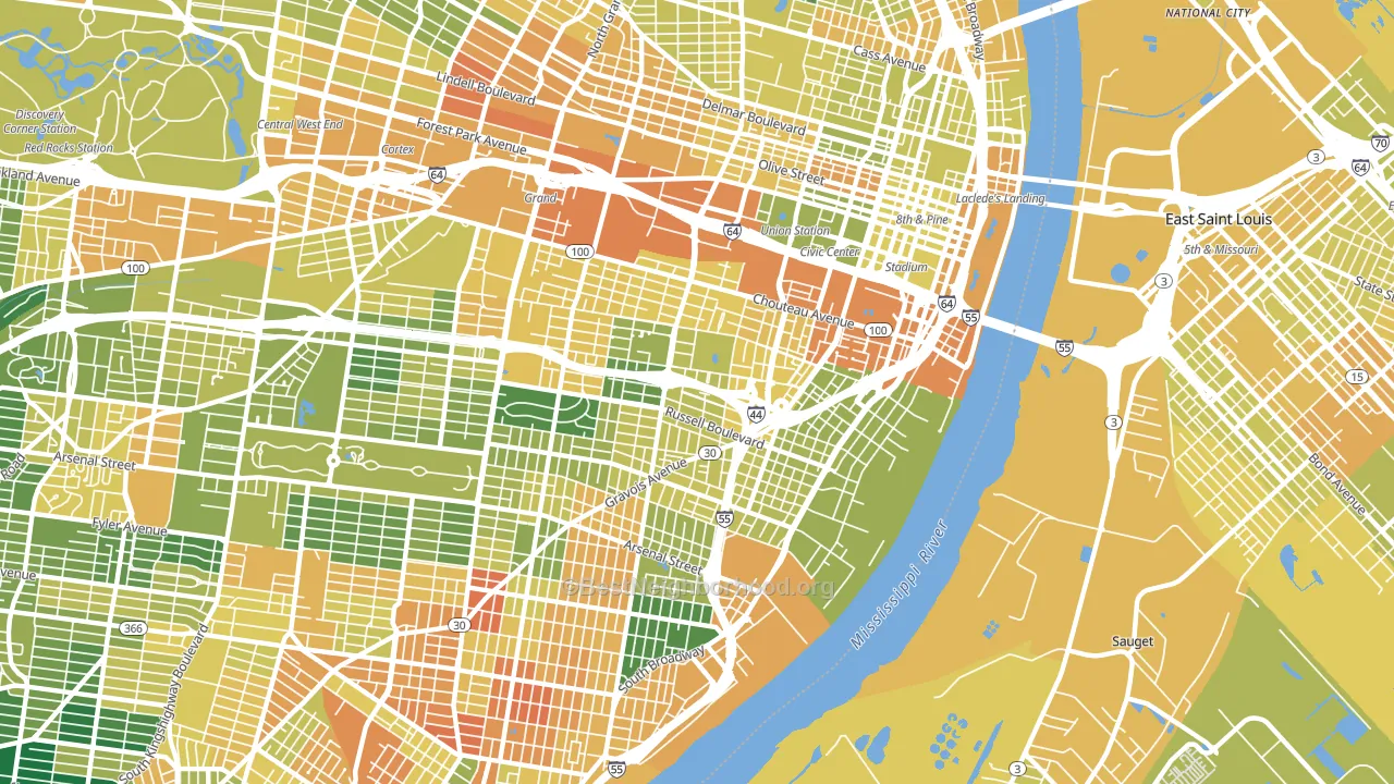 63104, MO block-group voter-turnout map