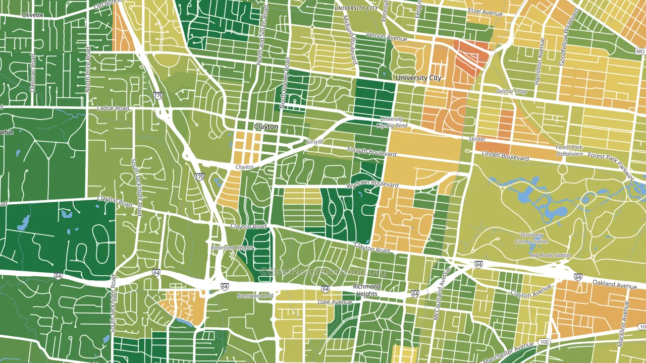 63105, MO block-group voter-turnout map