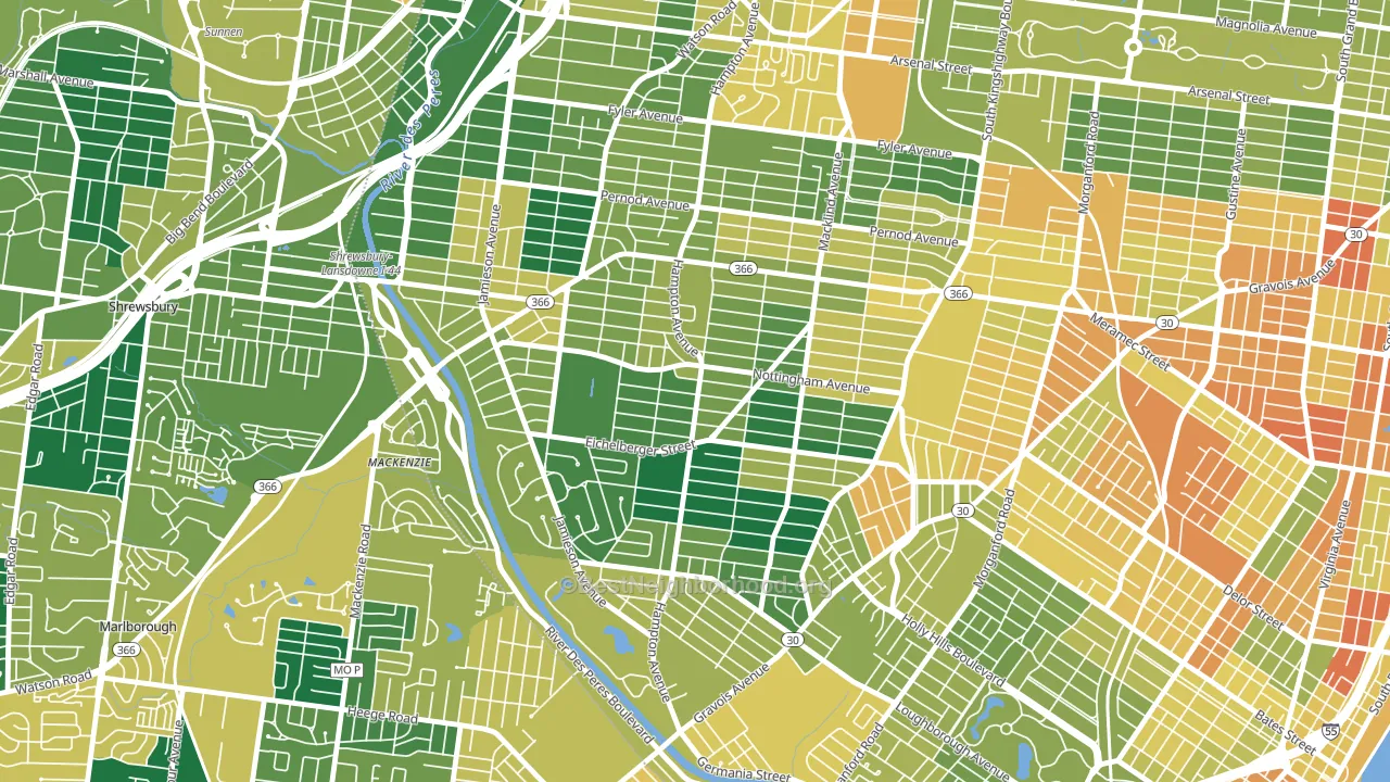 63109, MO block-group voter-turnout map