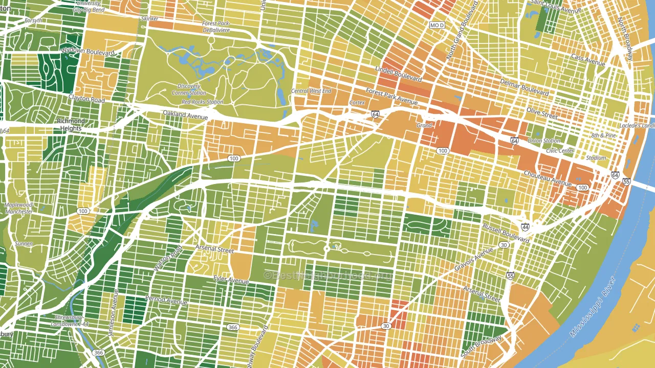 63110, MO block-group voter-turnout map