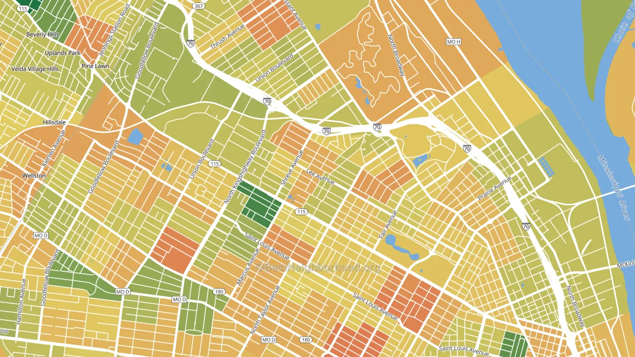 63115, MO block-group voter-turnout map