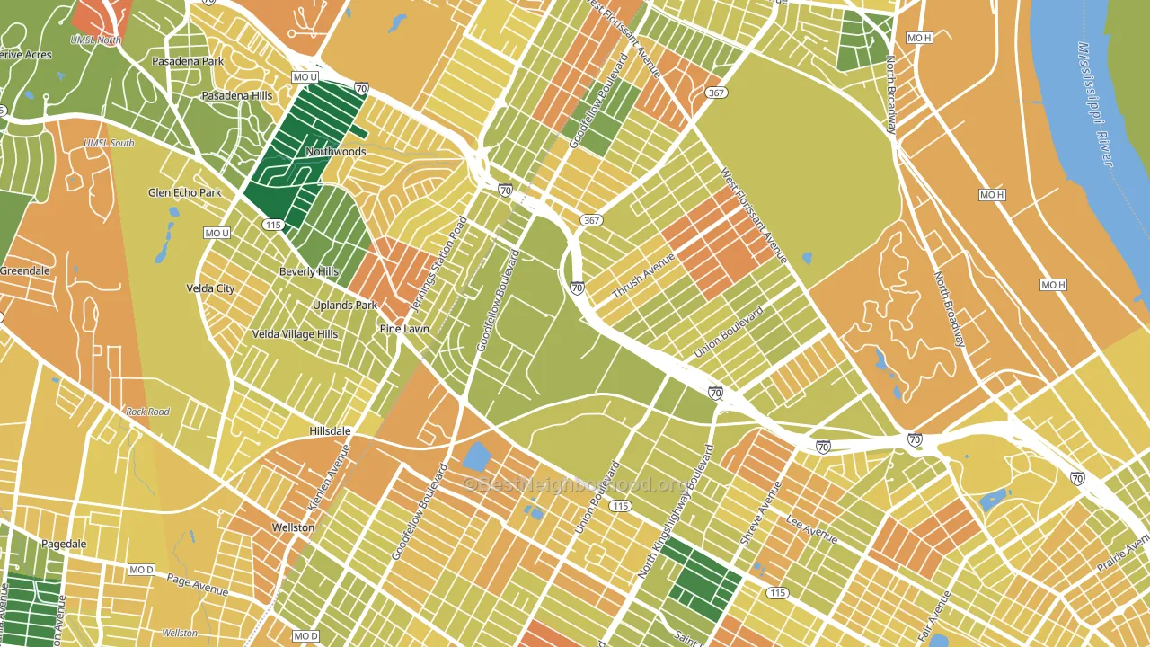 63120, MO block-group voter-turnout map