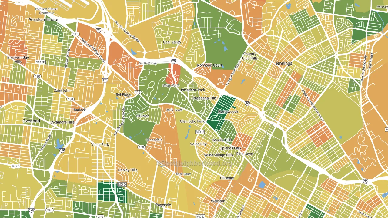 63121, MO block-group voter-turnout map