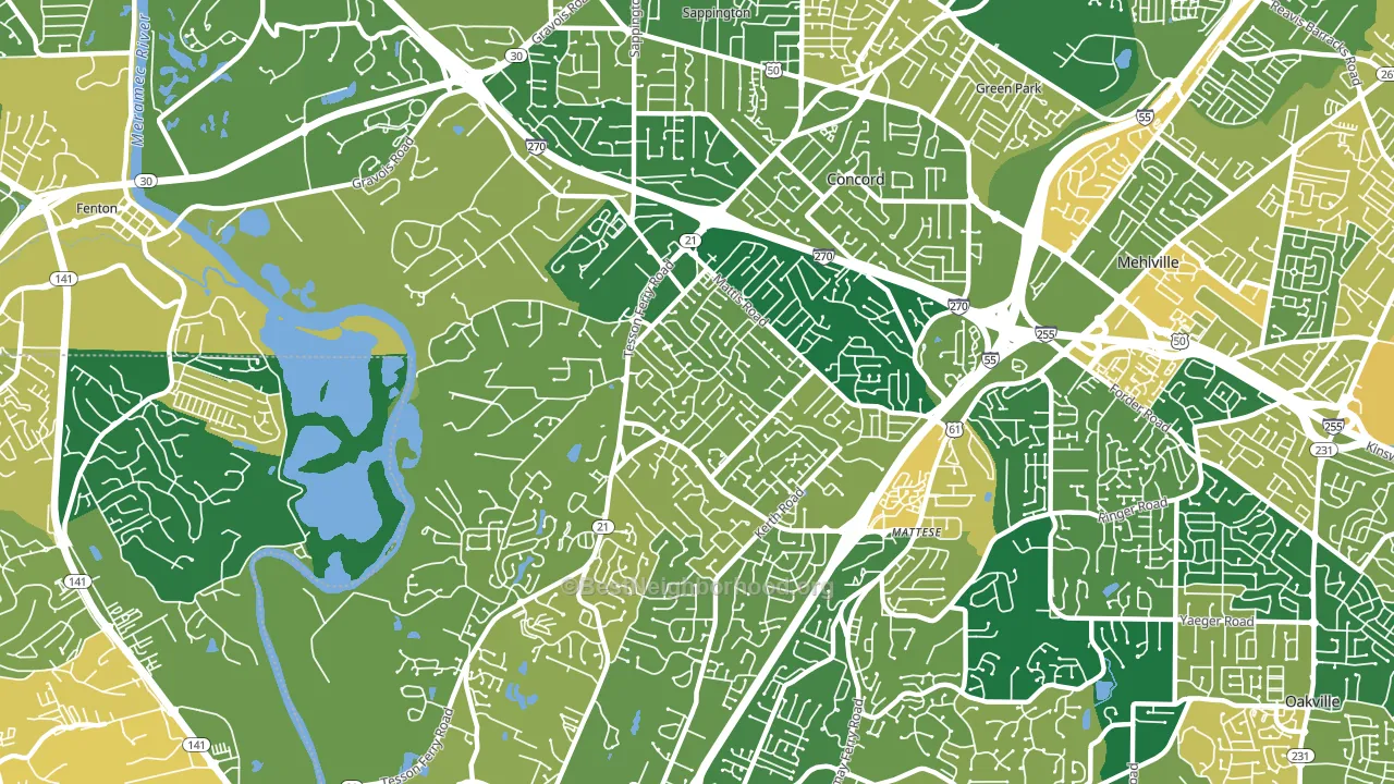 63128, MO block-group voter-turnout map