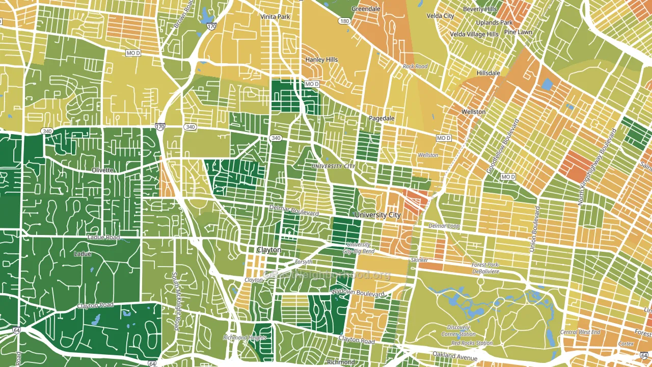 63130, MO block-group voter-turnout map