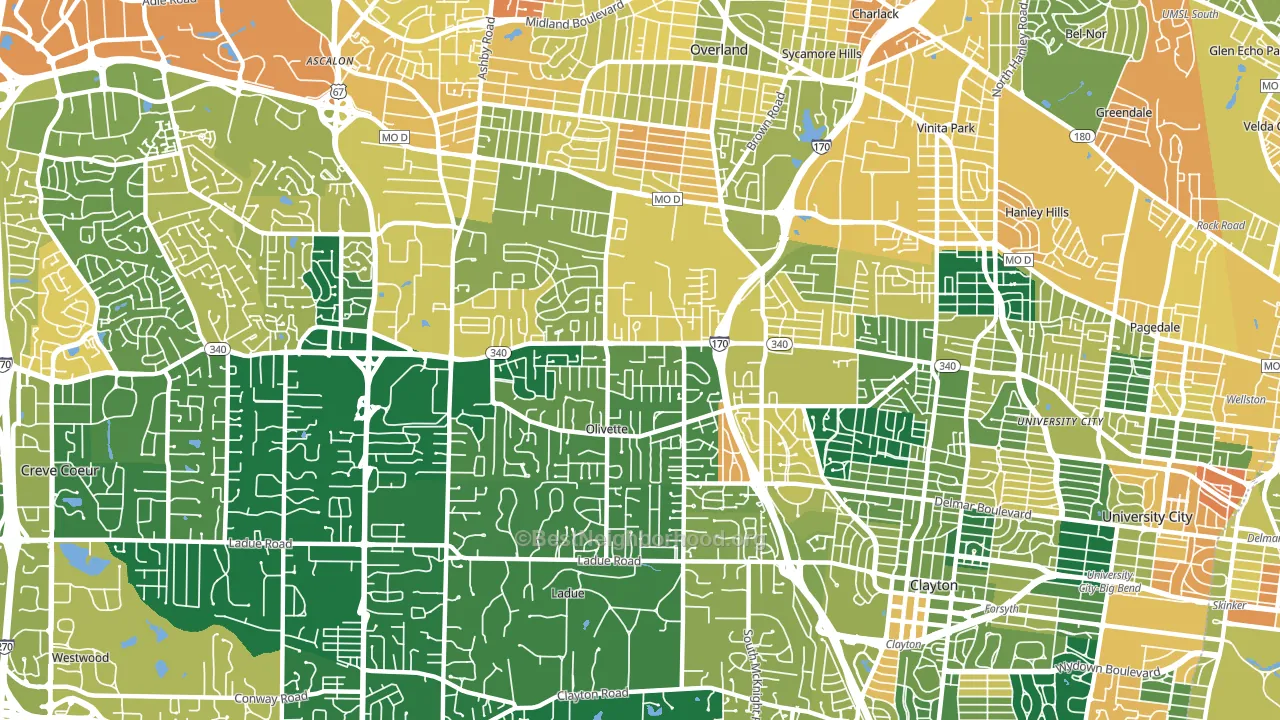 63132, MO block-group voter-turnout map