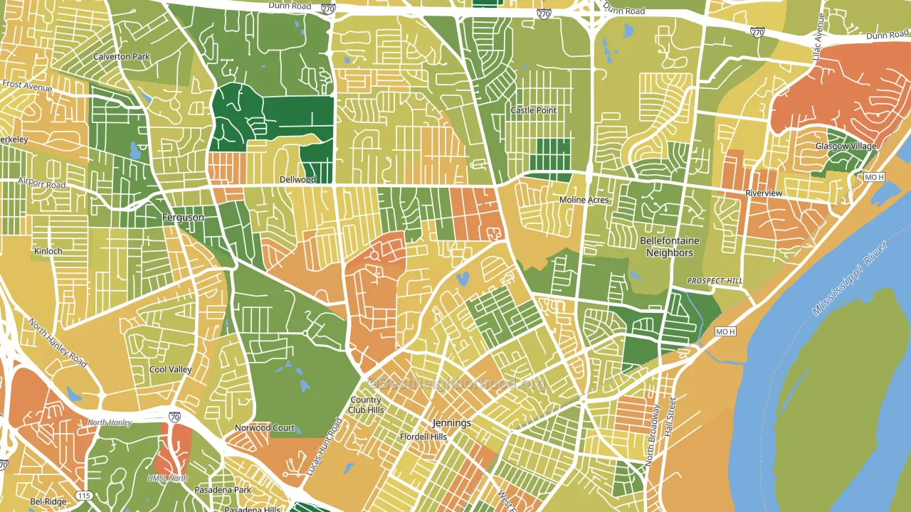 63136, MO block-group voter-turnout map