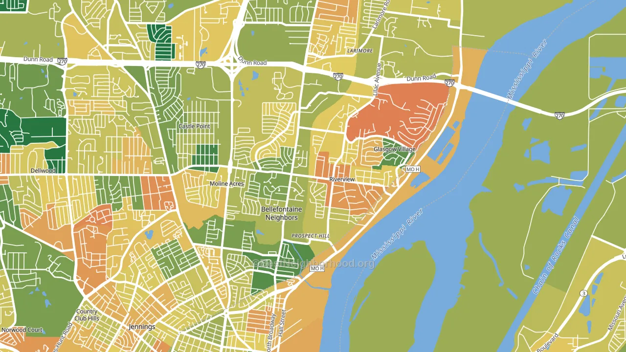 63137, MO block-group voter-turnout map