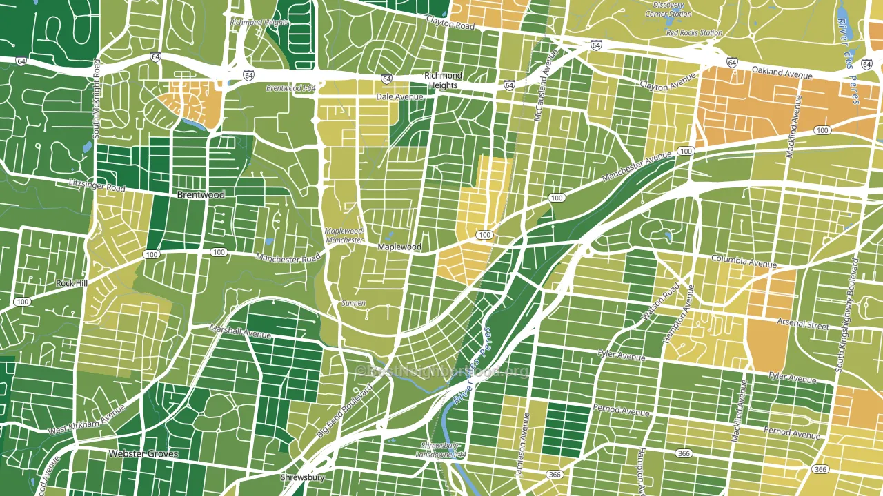 63143, MO block-group voter-turnout map