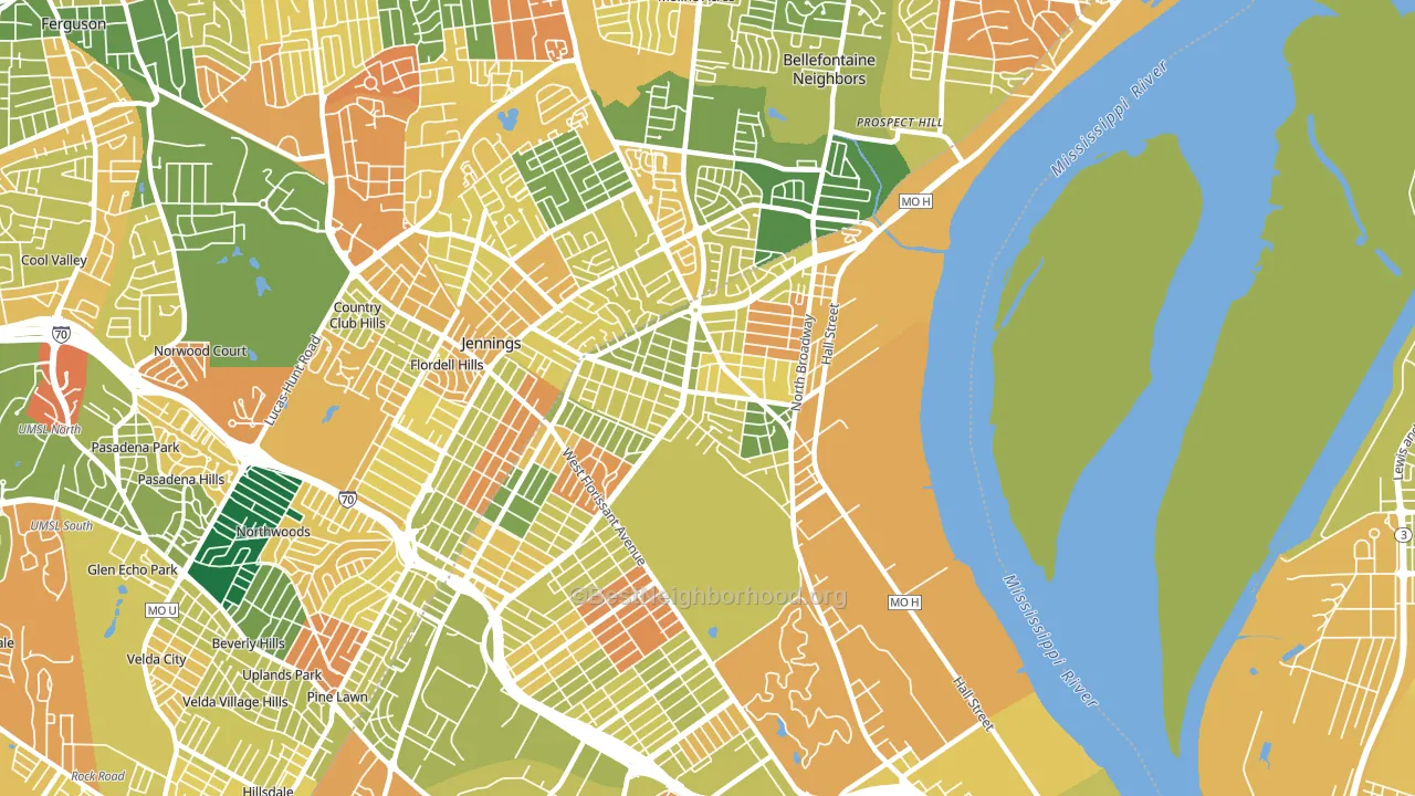 63147, MO block-group voter-turnout map