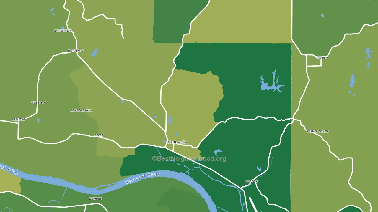 63357, MO block-group voter-turnout map