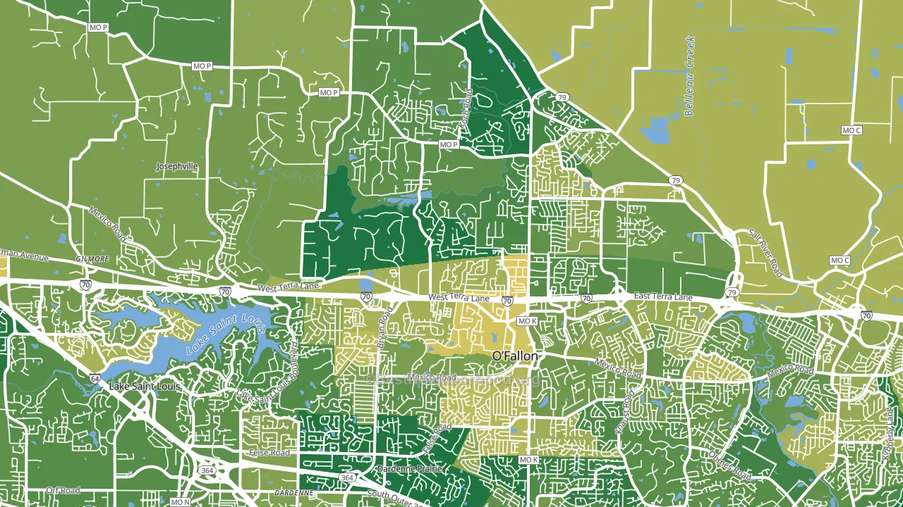 63366, MO block-group voter-turnout map