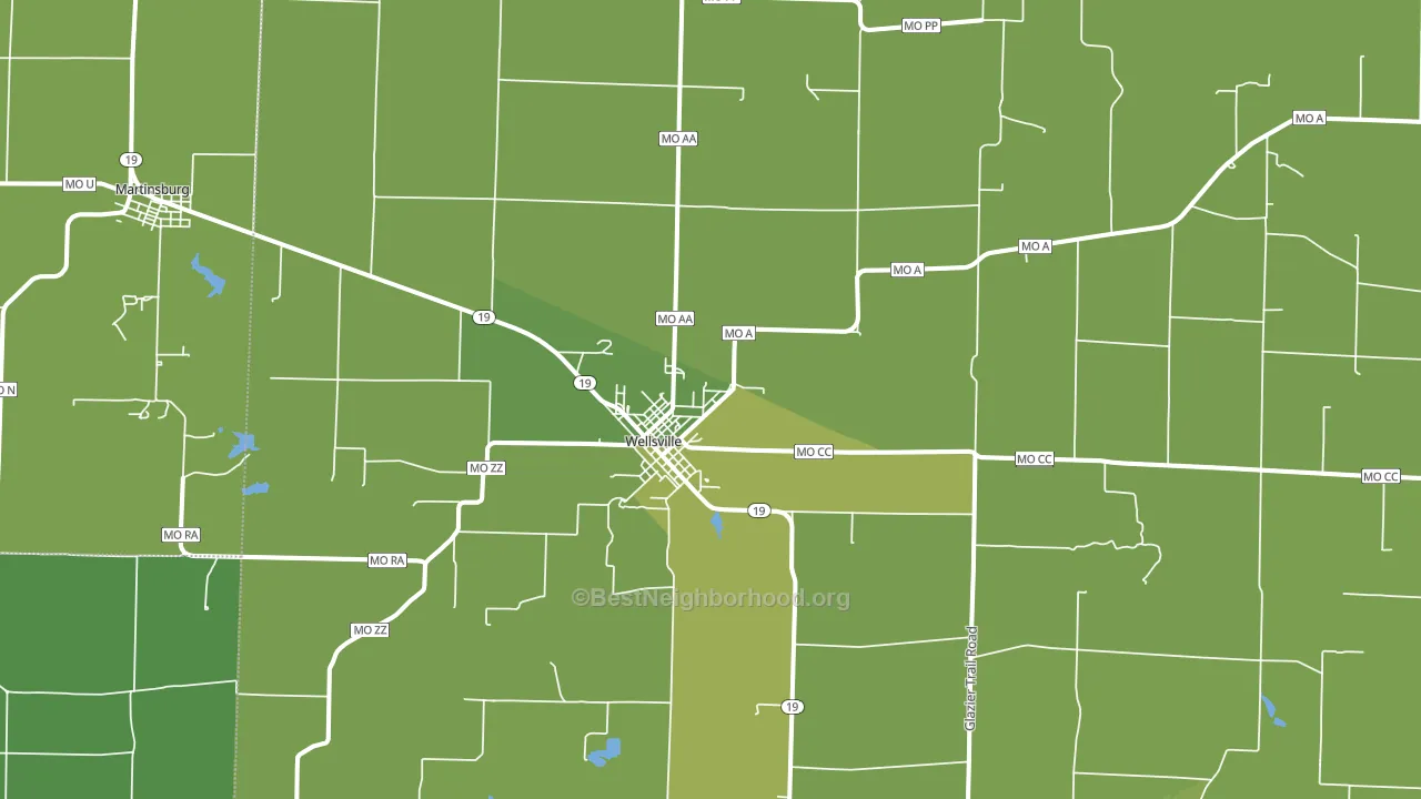 63384, MO block-group voter-turnout map