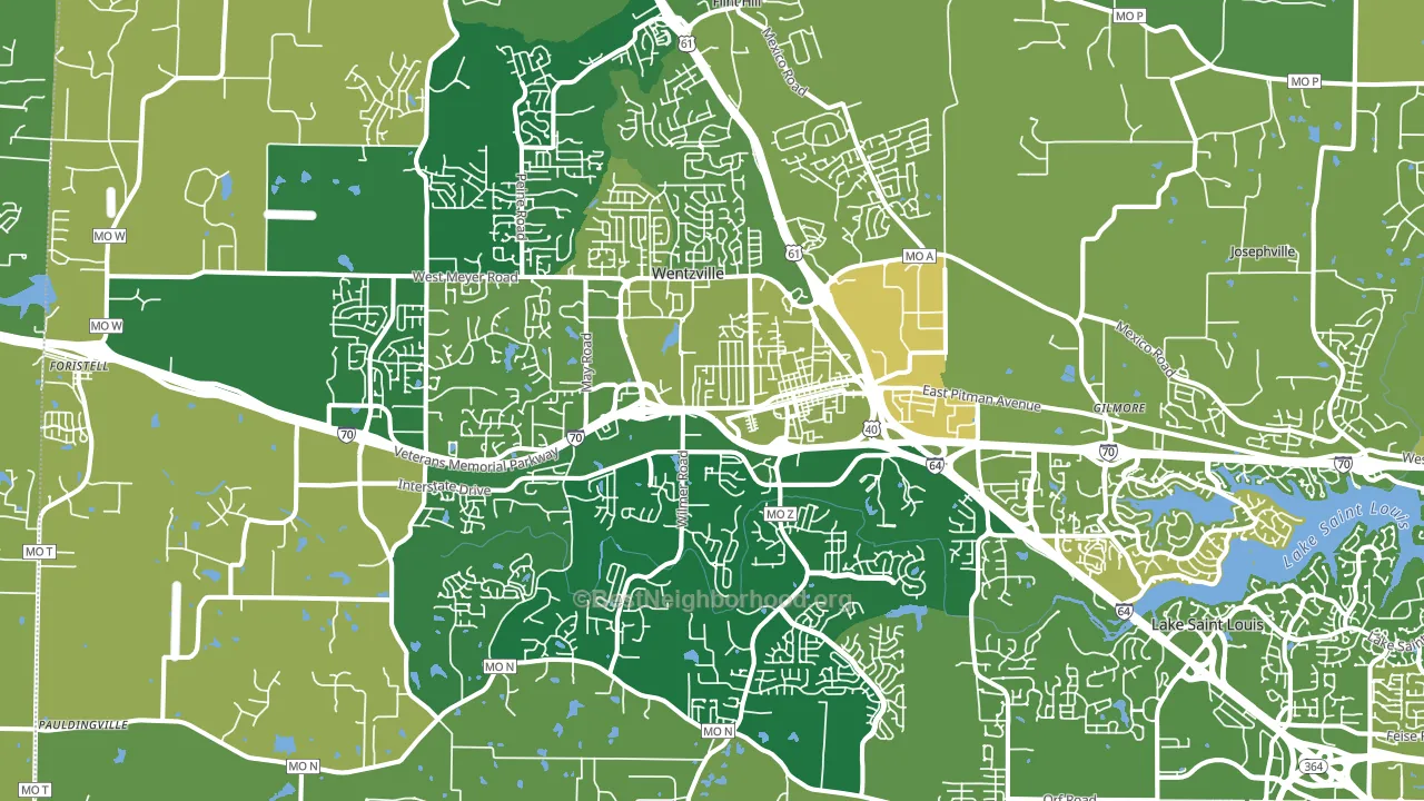 63385, MO block-group voter-turnout map
