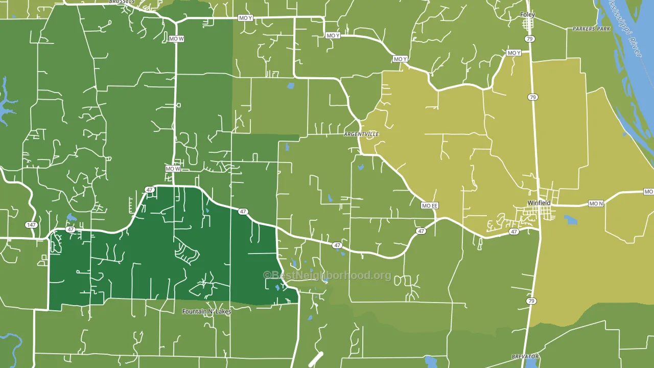 63389, MO block-group voter-turnout map